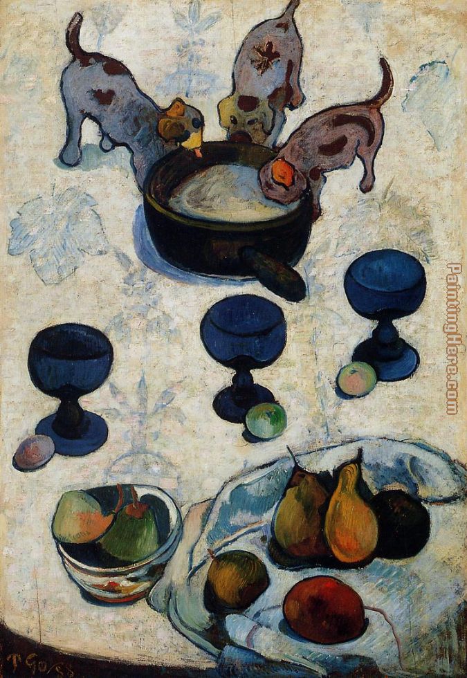 Still Life with Three Puppies painting - Paul Gauguin Still Life with Three Puppies art painting